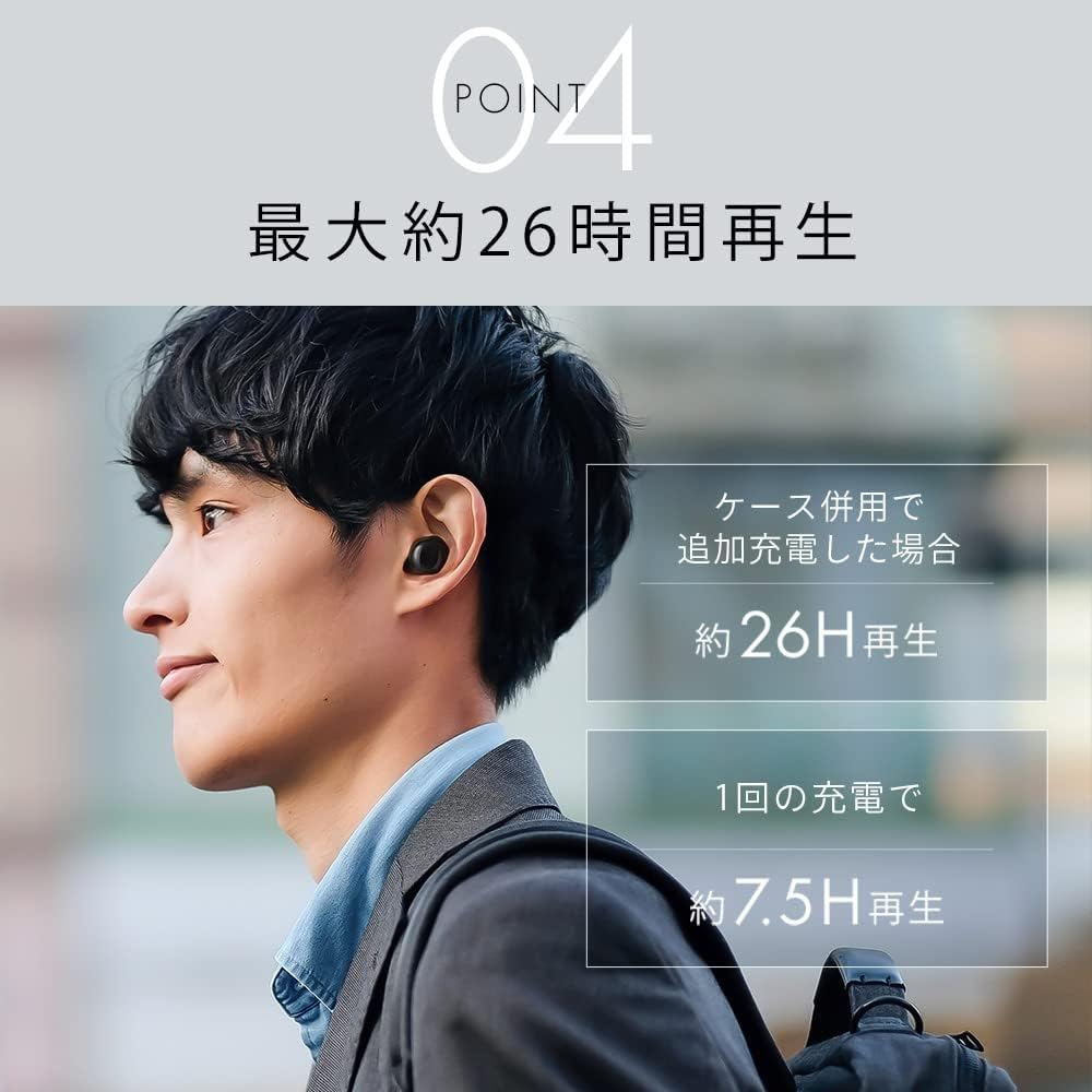 Iris Ohyama WEP-103 Wireless Earphones, Bluetooth 5.1, Noise Cancelling, ENC Earphones, up to 26 Hours of Continuous Playback, IPX5 Waterproof Standard, Built-In Microphone, Auto Connect, Auto image number 3