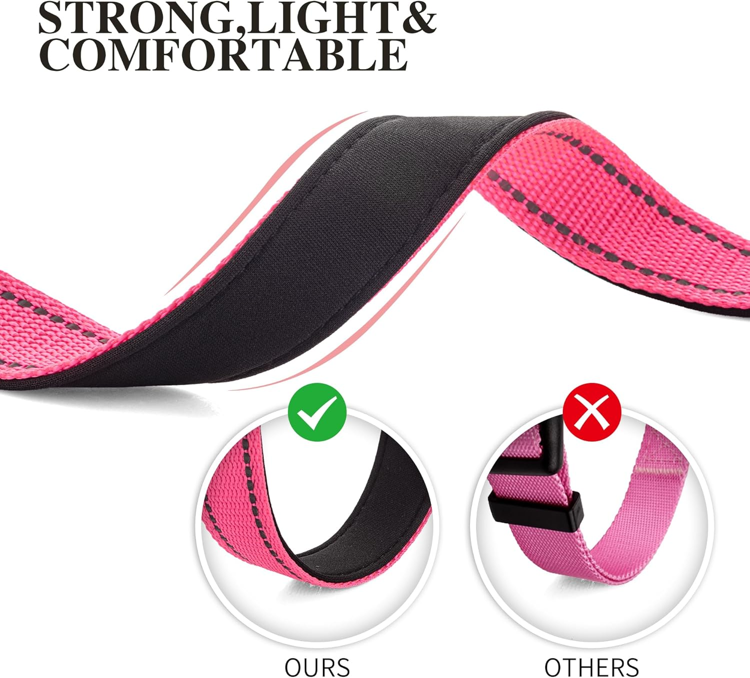 2 Pack Reflective Dog Collars for Medium Dogs Girl Boys,Nylon Durable Soft Padded Neoprene Male Female Dog Collars for Small Puppy Extra Large Dogs with Quick Release Safety Buckle,Pink,Blue,M image number 5