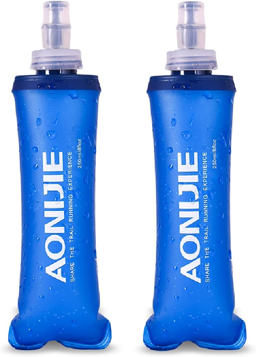 Azarxis Soft Flask Collapsible Water Bottle Running Soft Gel Flask Reservoir Handheld Folding TPU 250 500Ml for Hydration Pack Hiking Cycling Climbing