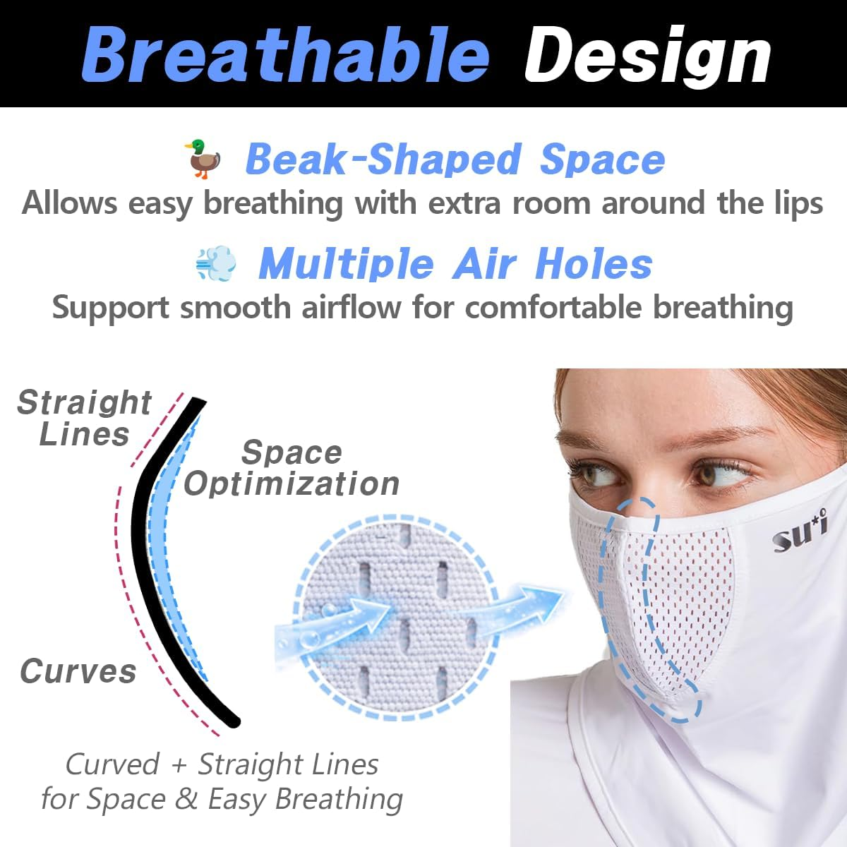 SUIGOLF KOREA (Type E) UV Sun Protection Balaclava Half Face Mask - for Golf, Hiking, Running, Cycling & Outdoor Sports image number 3