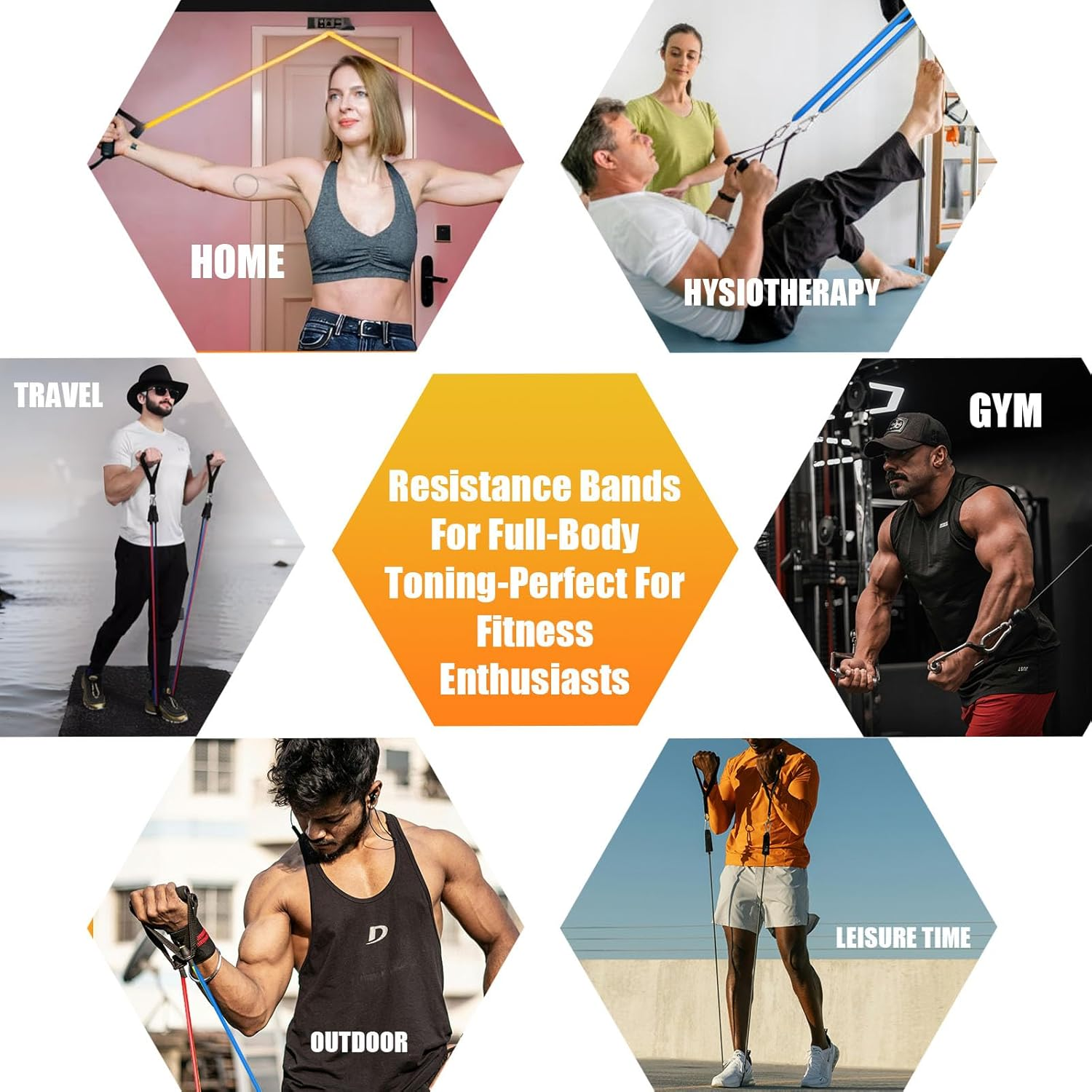 Rubruel Resistance Bands Set with Handles - 150 Lbs Heavy Duty Exercise Bands, Workout Bands for Home Gym, Strength Training, Yoga, Physical Therapy - Includes Door Anchor, Ankle Straps and Carry Bag image number 1