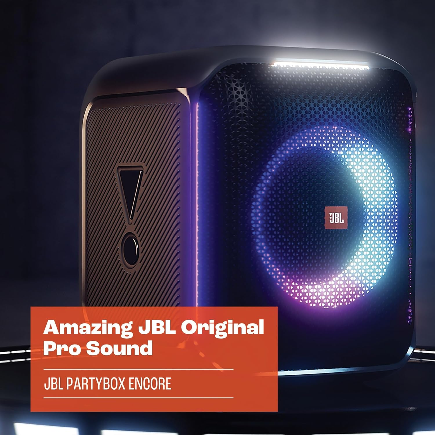 JBL Partybox Encore, Amazing JBL Original Pro Sound, a Light Show That Syncs to the Beat, up to 10 Hours of Play Time, IPX4 Splash Proof, Digital Wireless Mics, Black