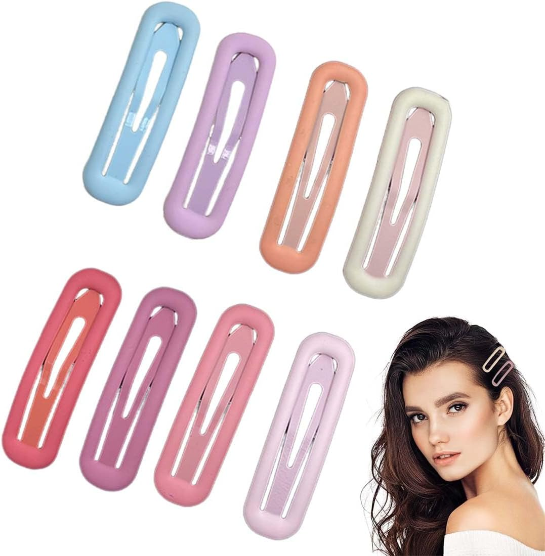 LAKJUOZ Pack of 8 Large Hair Clips Metal Snap Hair Clips, No Slip Hair Clips, Large 6.8 Cm, Candy Colours, Cute and Elegant Hair Clips, 8 Colours image number 5
