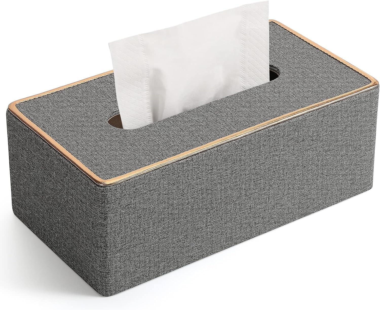 Tissue Box Cover, PU Leather Tissue Box Holder Rectangular Kleenex Box Covers for Home/Office/Car Decoration 9.84"X5.23"X3.77" (Grey)