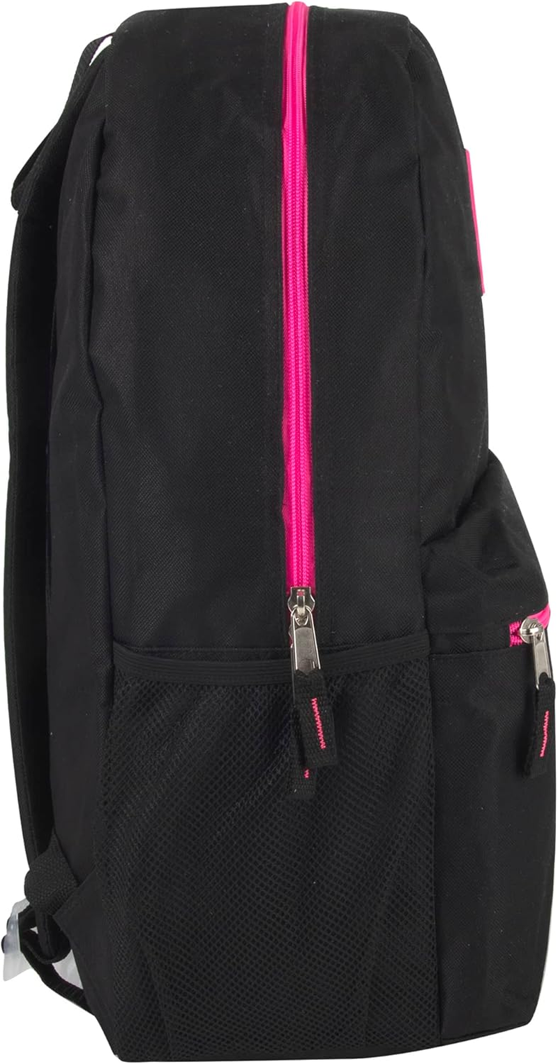 Large School Backpacks with Mesh Side Pockets &ndash; Classic 19 Inch Solid Color Backpacks for Kids, Men, Women, Travel - Black  Yellow image number 6