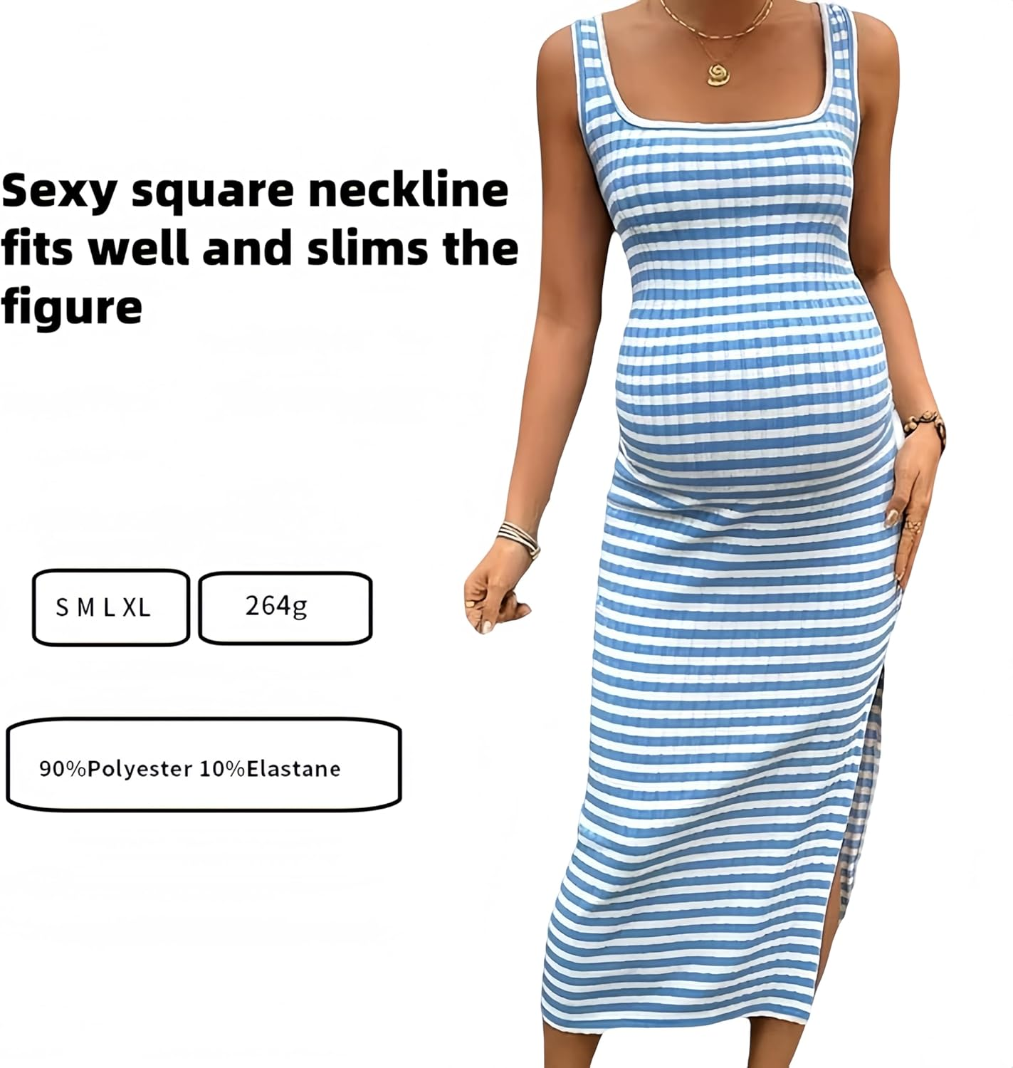 Elasticity,Striped Maternity Dress for Pregnant Women - Comfortable Stylish Dress for Women image number 2
