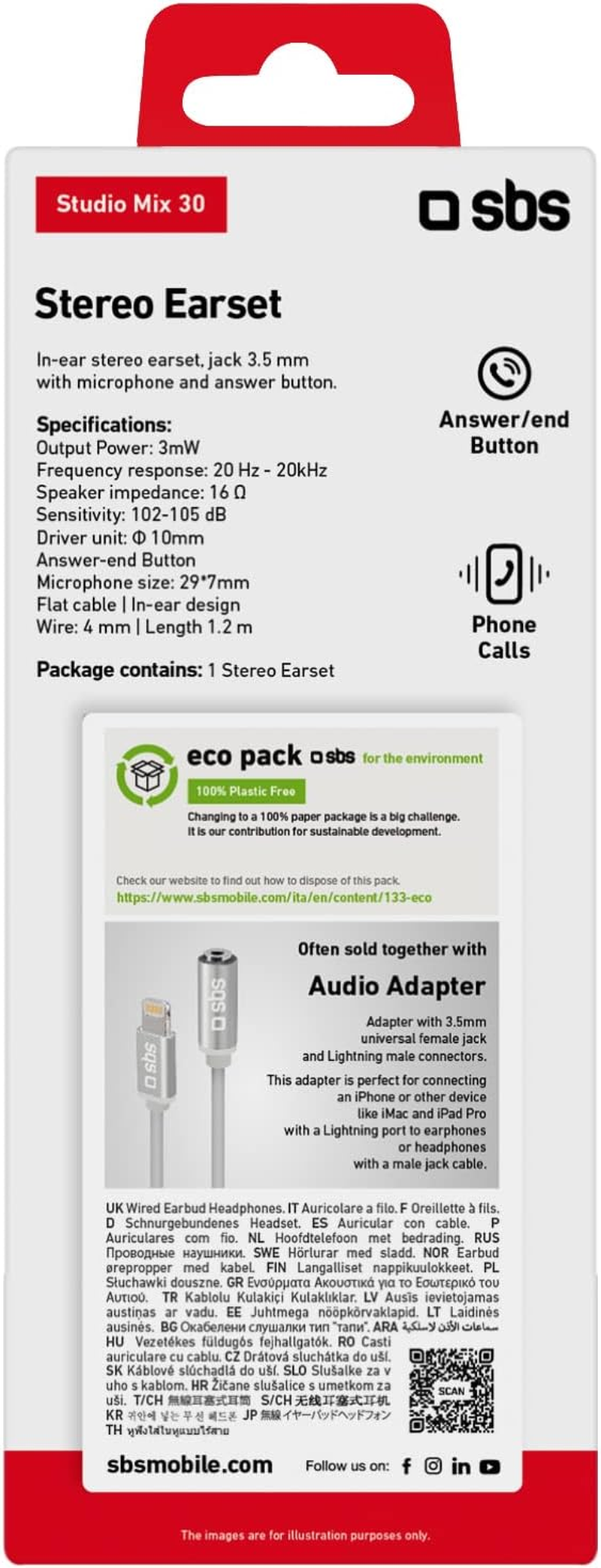 SBS TEFLAT2INEARK Studio Mix 30 Headset image number 2