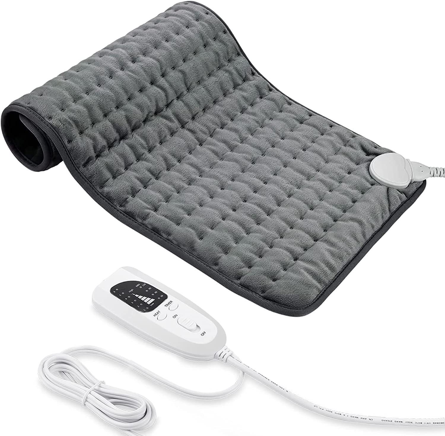 Heating Pad, Electric Heat Pad with Automatic Switch-Off and 6 Temperature Levels Heating Pad for Back Neck Shoulder Belly Heating Technology - Machine Washable(Dark Gray, 12" X 24") image number 4