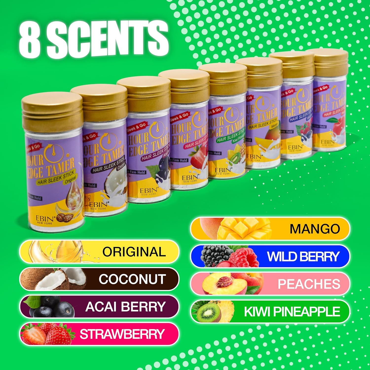 EBIN NEW YORK 24 Hour Edge Tamer Hair Sleek Stick, Extreme Firm Hold, 2.7 Oz, Original &ndash; Sleek & Go, No Flaking and White Residue