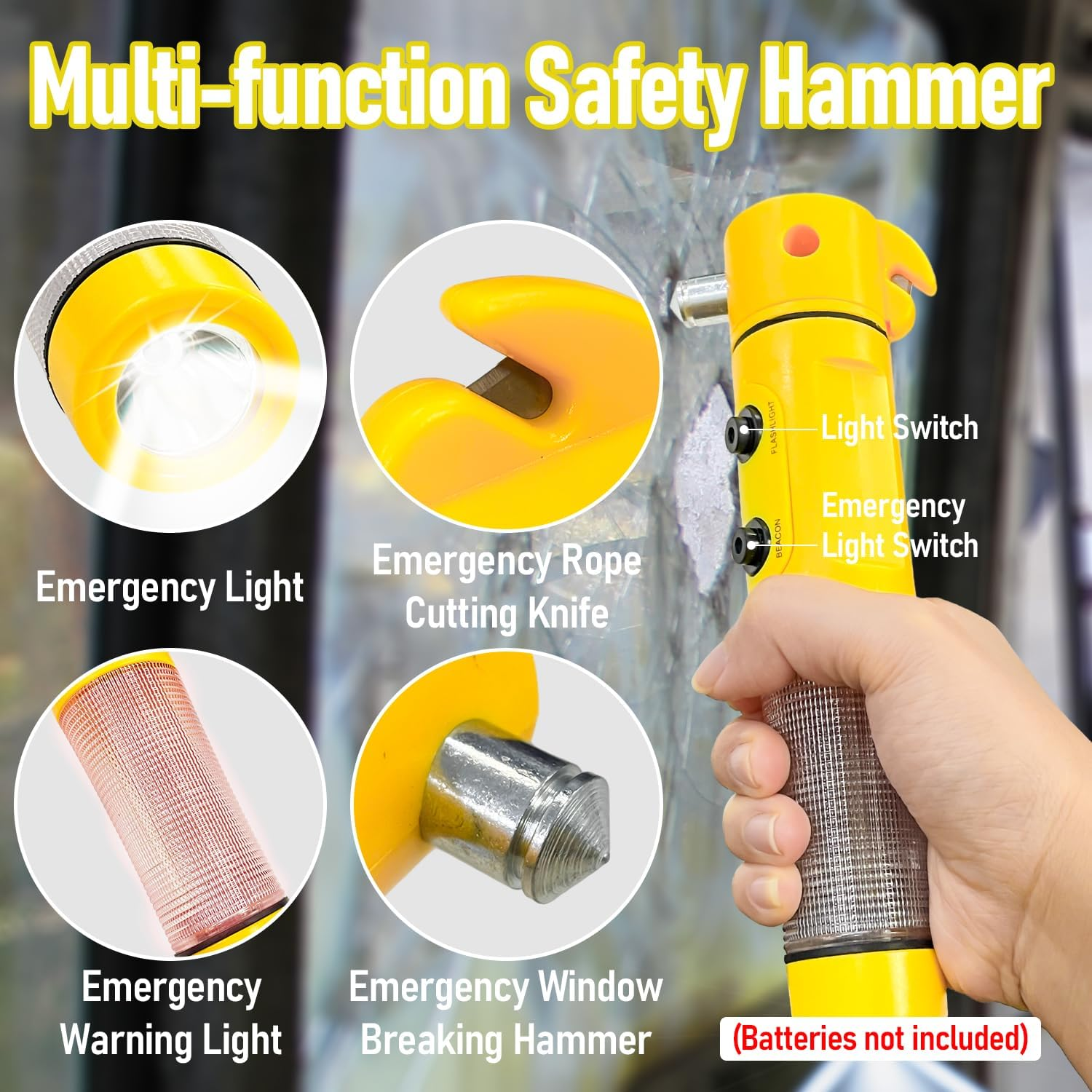 Socpuro Car Roadside Emergency Kit, Roadside Safety Tool Kit Assistance Bag with Jumper Cables, First Aid Kit, Tow Rope, Safety Hammer, Reflective Triangle for Car Vehicle Truck SUV image number 4