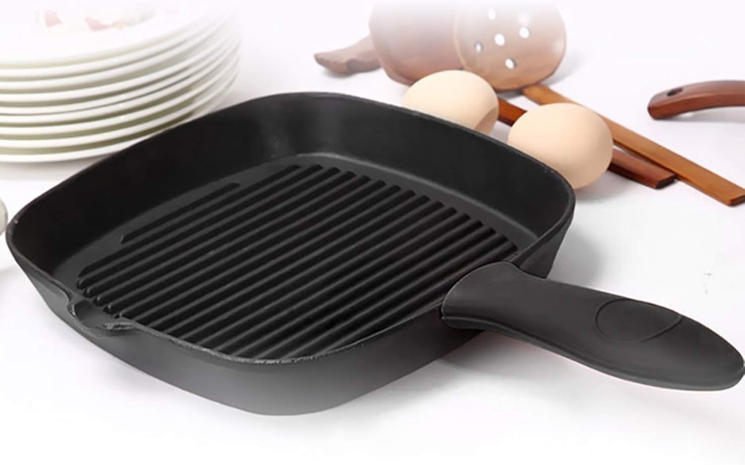 Silicone Hot Handler Holder Reusable Diswasher 6 Pcs Heat Resistant Pot Handle Sleeve Non-Slip Potholder Dishwasher Safe Rubber Grip Handle Cover for Pans, Cast Iron, Griddles, Cookware Handles Black image number 1