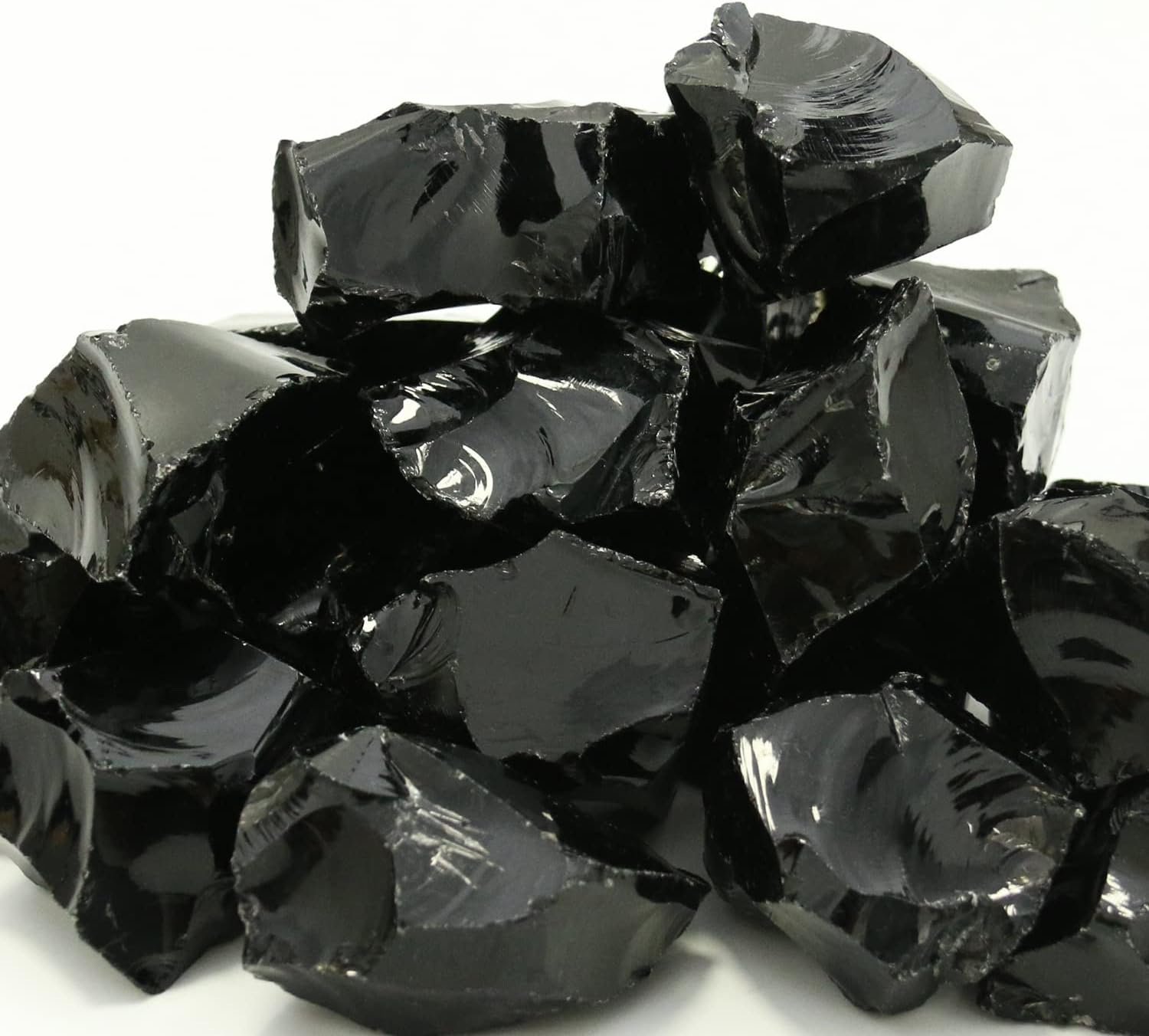 Black Obsidian Crystal Rocks, Black Stones Bulk for Wicca, Reiki, and Energy Healing Crystals, Witchcraft Supplies, Rocks for Tumbling, Calcite Crystal, Hypnotic Gems(1 Lb)