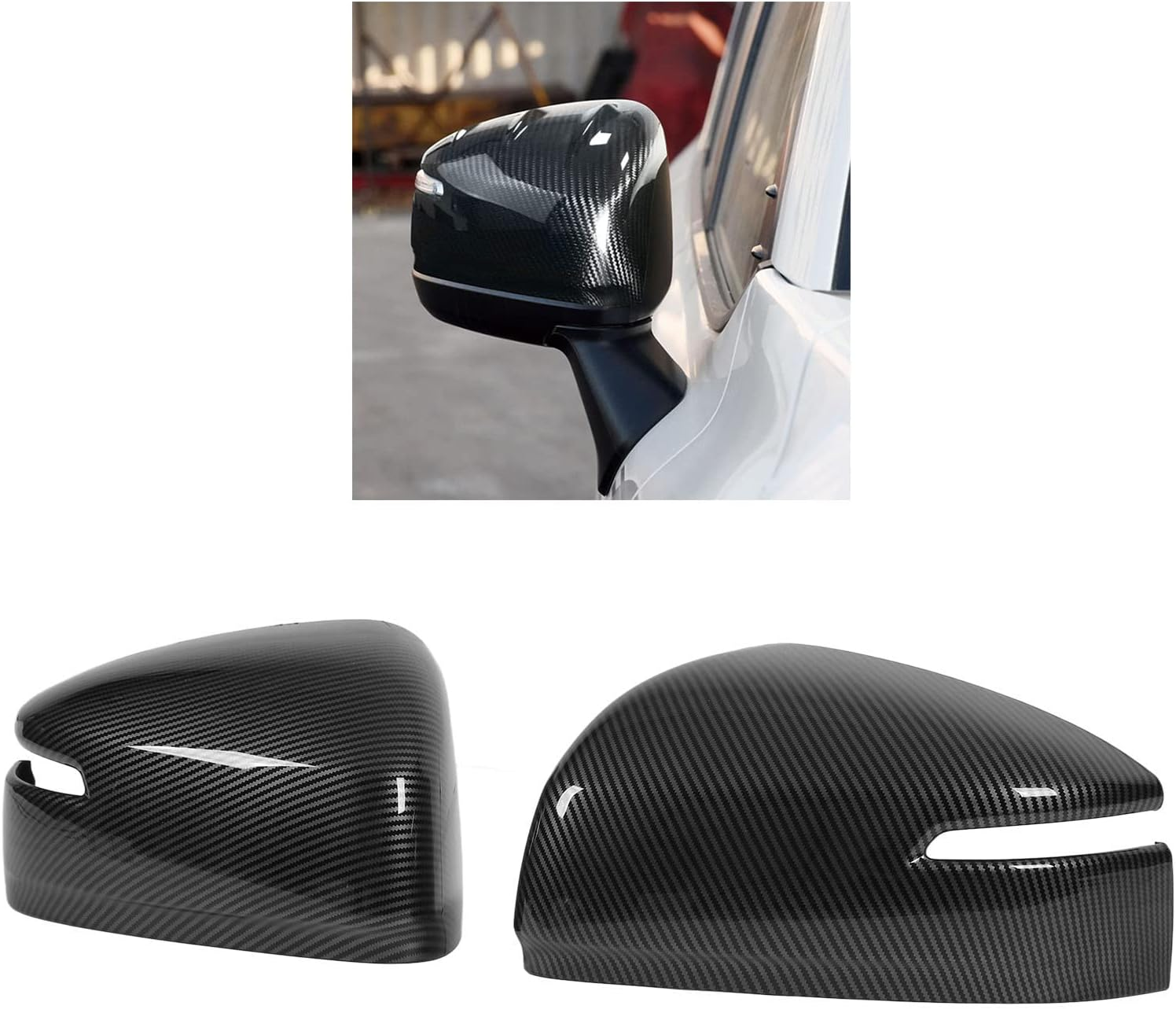 2Pcs Carbon Fiber Side Mirror Covers for Land R LC300 2023 - Easy Inst Ive Accessories image number 3