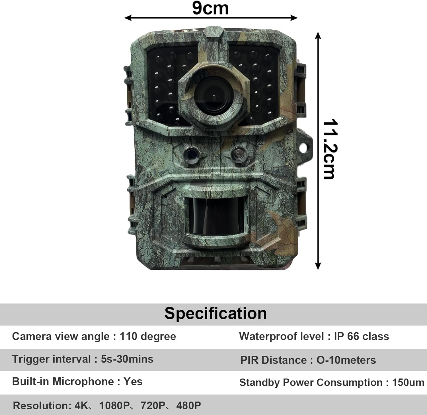 Trail Camera, 4K HD Game Camera with Night Vision, 0.3S Trigger Time Motion Activated, Loop Recording, 2.0 LCD Screen, IP66 Waterproof Camera for Wildlife Monitoring image number 4