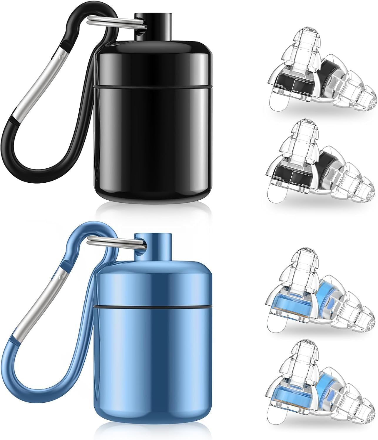 High Fidelity Concert Earplugs for Concerts Musicians，Earplugs for Noise Reduction, 24Db Advanced Filter Technology Ear Protection for Music Festivals,Dj'S, Nightclub, Drummers - 2 Pairs (Black Blue） image number 3