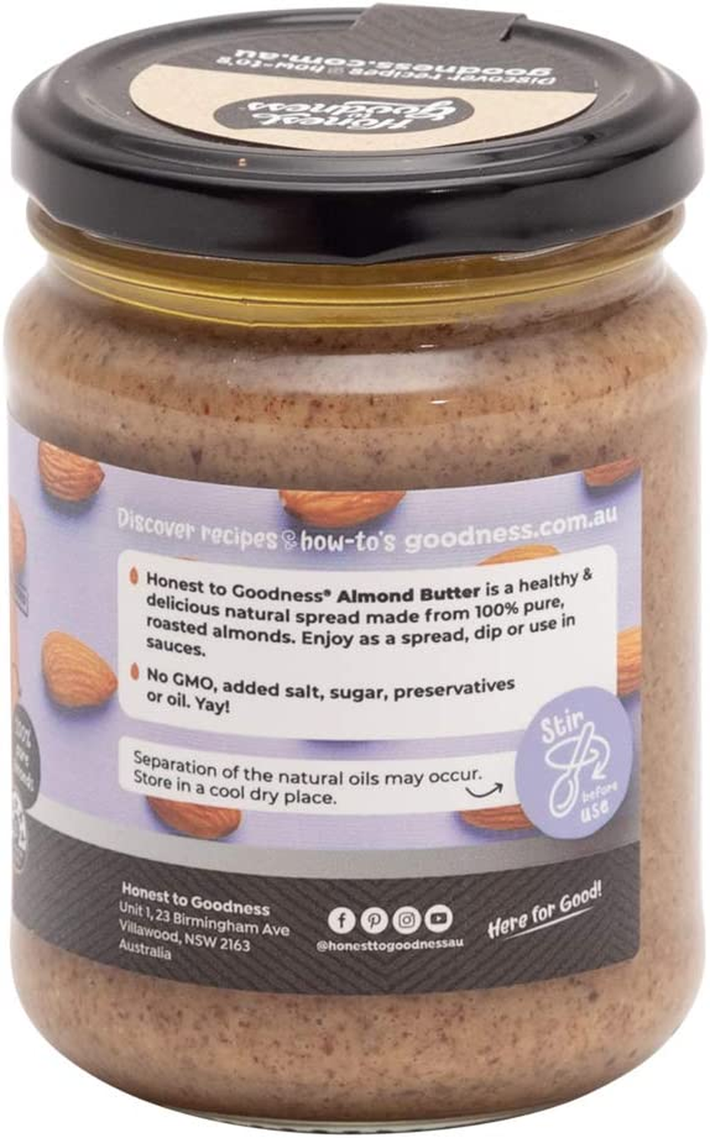 Honest to Goodness, Almond Butter, 240 G - Nothing but Nuts! Made with 100% Pure, Oven-Roasted Australian Almonds. Creamy Naturally Sweet and Slightly Salty Spread. image number 1