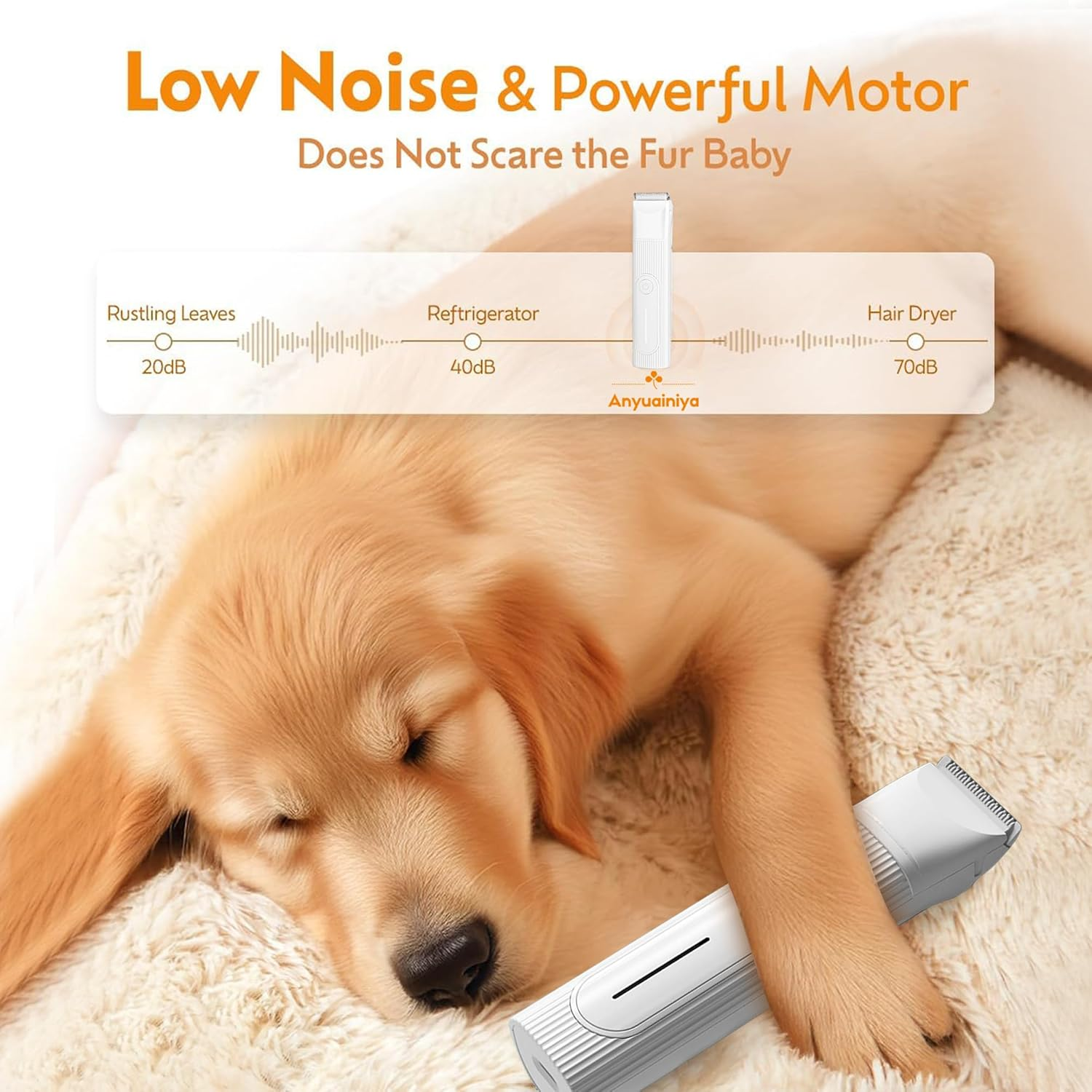 Dog Grooming Clippers Kit, Quiet Cordless Dog Paw Trimmer & Nail Grinder, 4-In-1 Rechargeable Low Noise Pet Hair Trimmers for Small Large Dogs Cats Pets image number 3