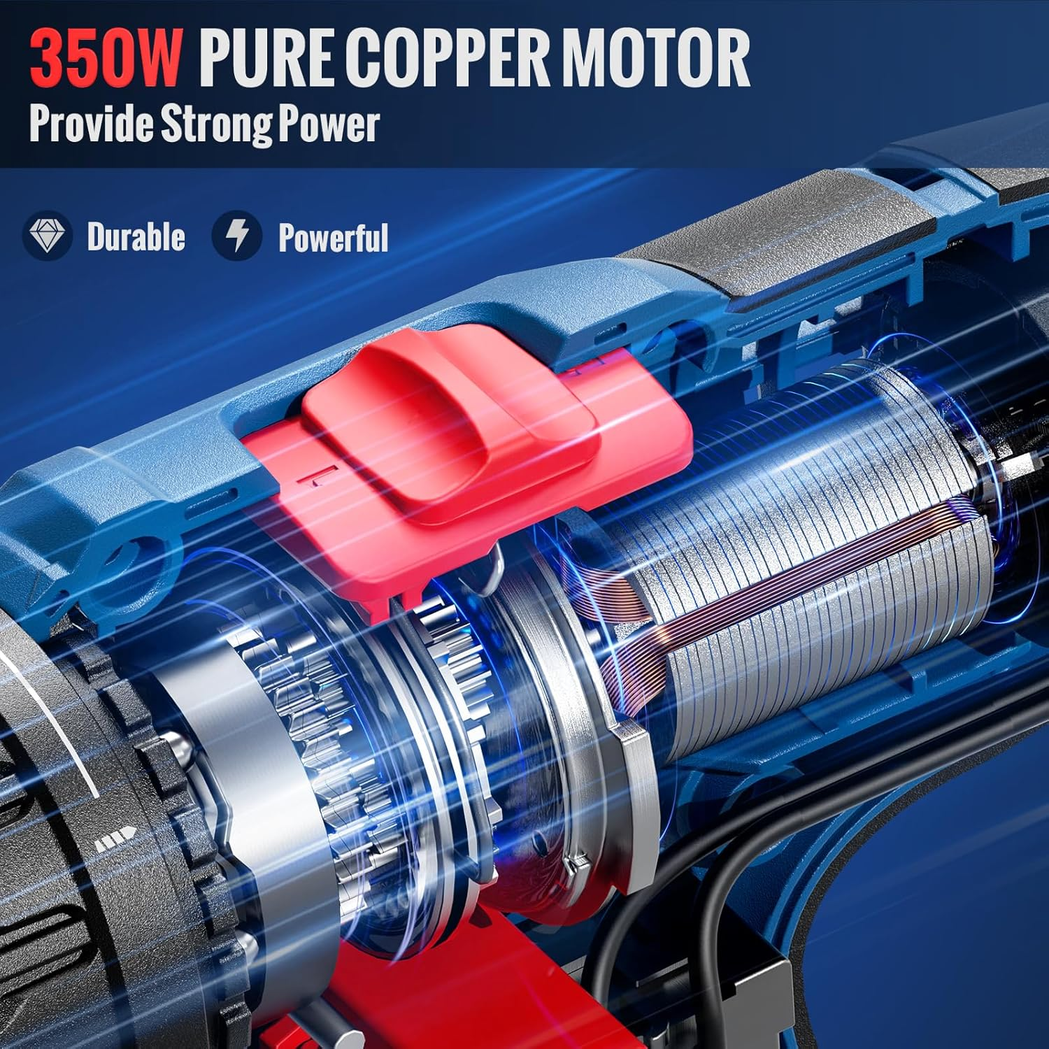 Dongcheng Cordless Drill Set,Power Drill with 3/8" Keyless Chuck,336 In-Lbs Torque Electric Drill,Cordless Drill with Battery and Charger (Accessories+Cleaning Kit+Hand Tools) image number 6