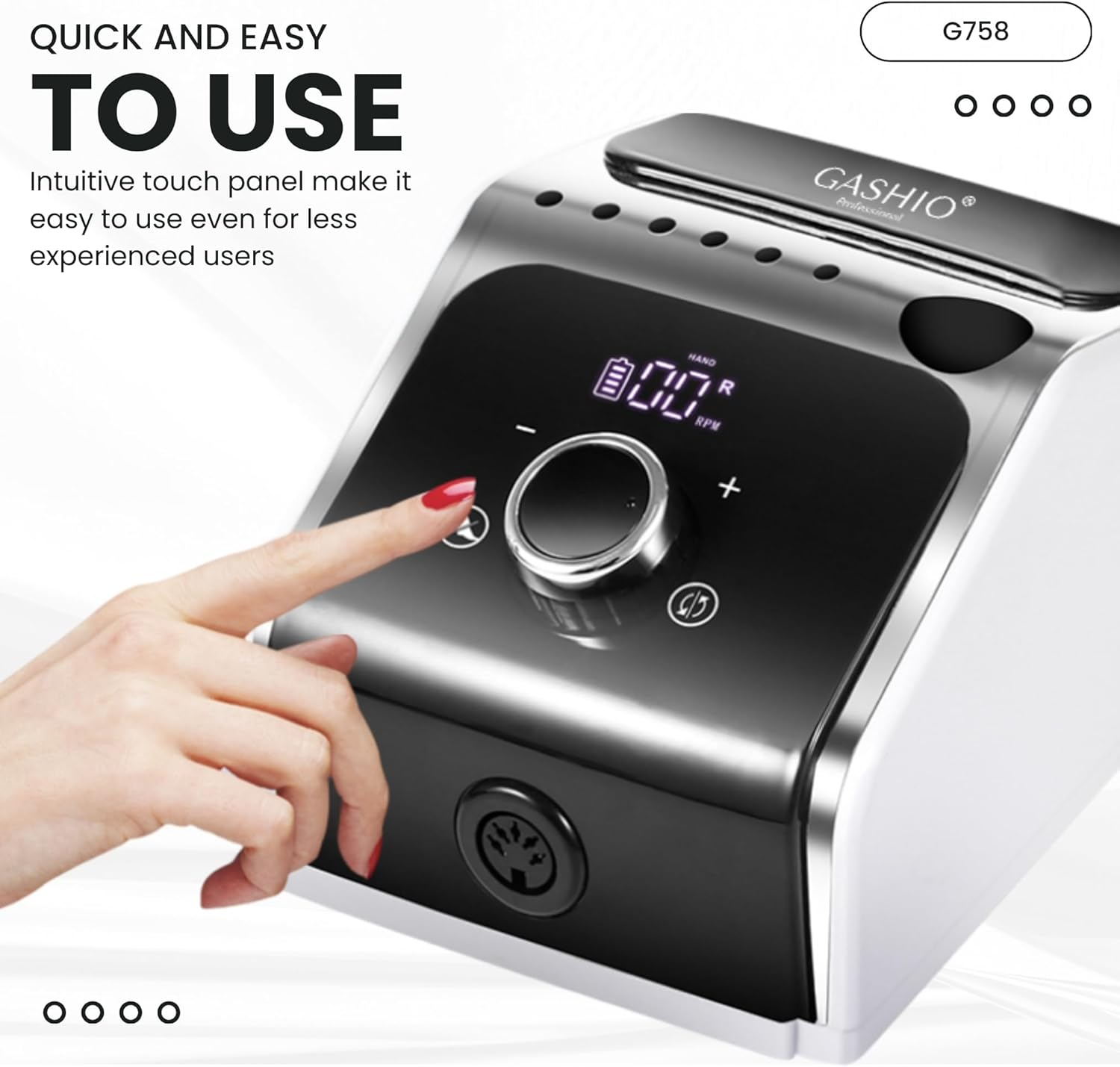 GASHIO&reg; Nail Cutter for Gel Nails, Nail Drill 50 W, Electric Nail File, Manicure Pedicure Set, Electric, Nail Cutter with Cable, Nail Cutter with Foot Pedal, Nail Machine for Nails, 35,000 Rpm image number 3