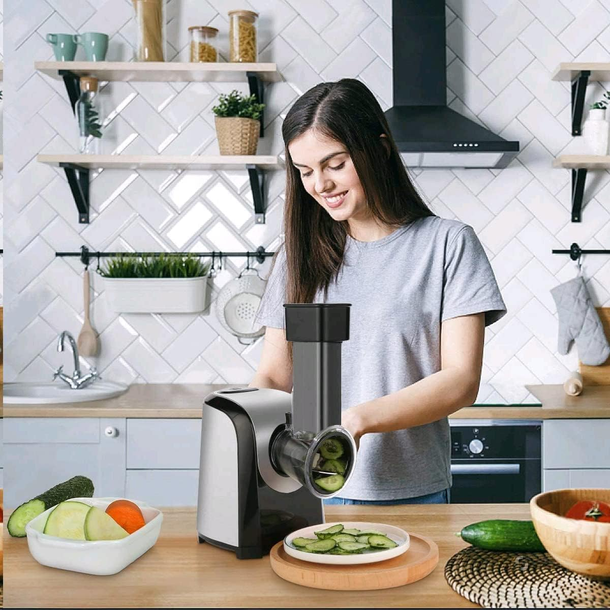 MEYKEY 150W Electric Vegetable Cutter 5 in 1 Multifunctional Vegetable Cutter