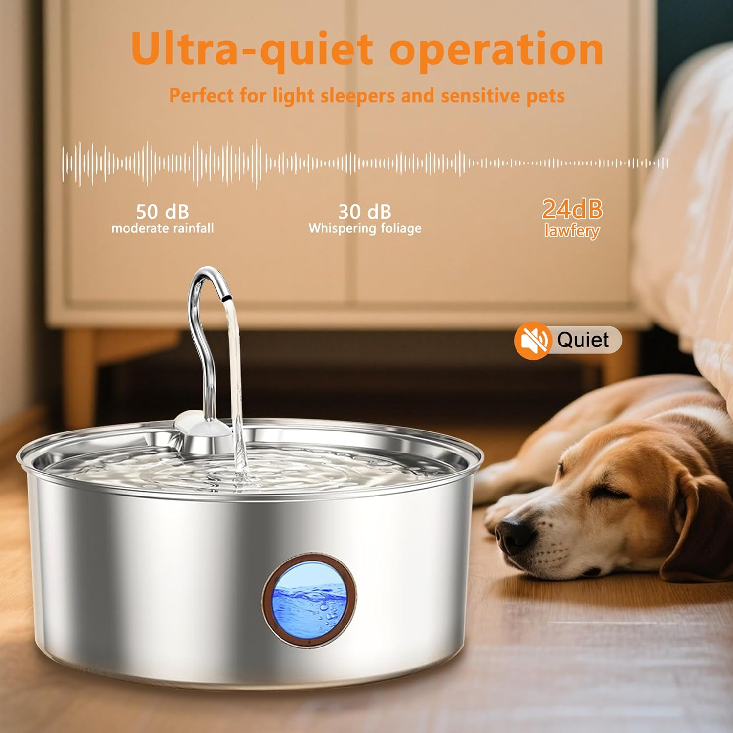 Cat Water Fountain Stainless Steel,8L/270Oz Dog Water Fountain Large Capacity with Filters,Ultra Quiet Water Drinking Fountain,Automatic Water Fountain Indoor for Dogs,Cats,Multiple Pets