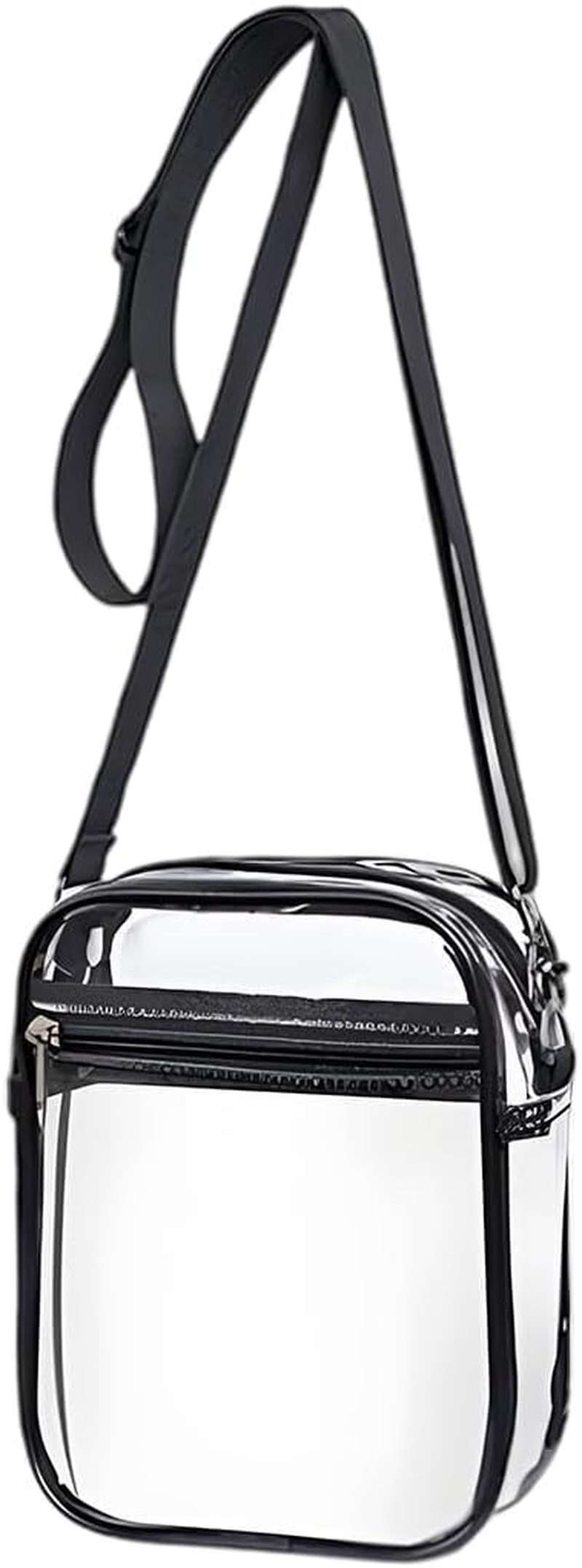 GXGM 1 X PVC Transparent Bag, with Adjustable Shoulder Strap, Stadium-Approved Transparent Bag for Concerts, Sporting Events, Large (Black) image number 5