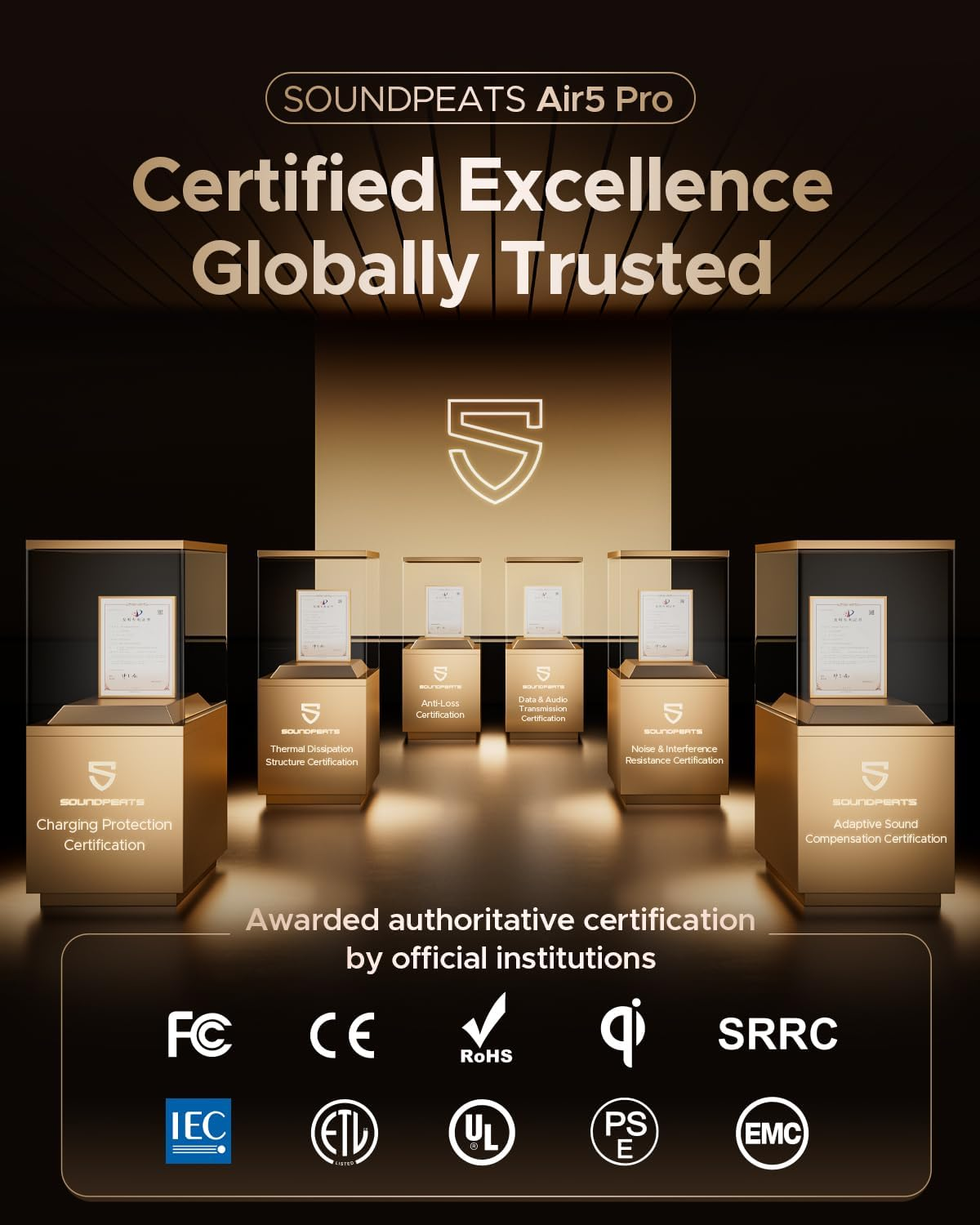 SOUNDPEATS Air5 Pro 55Db Adaptive Hybrid Active Noise Cancelling Wireless Earbuds, Qualcomm Snapdragon Sound, Aptx&trade; Lossless, LDAC LE Hi-Res Audio, 6 Mics AI CVC 8.0 Call, BT 5.4, Find Earphones image number 6