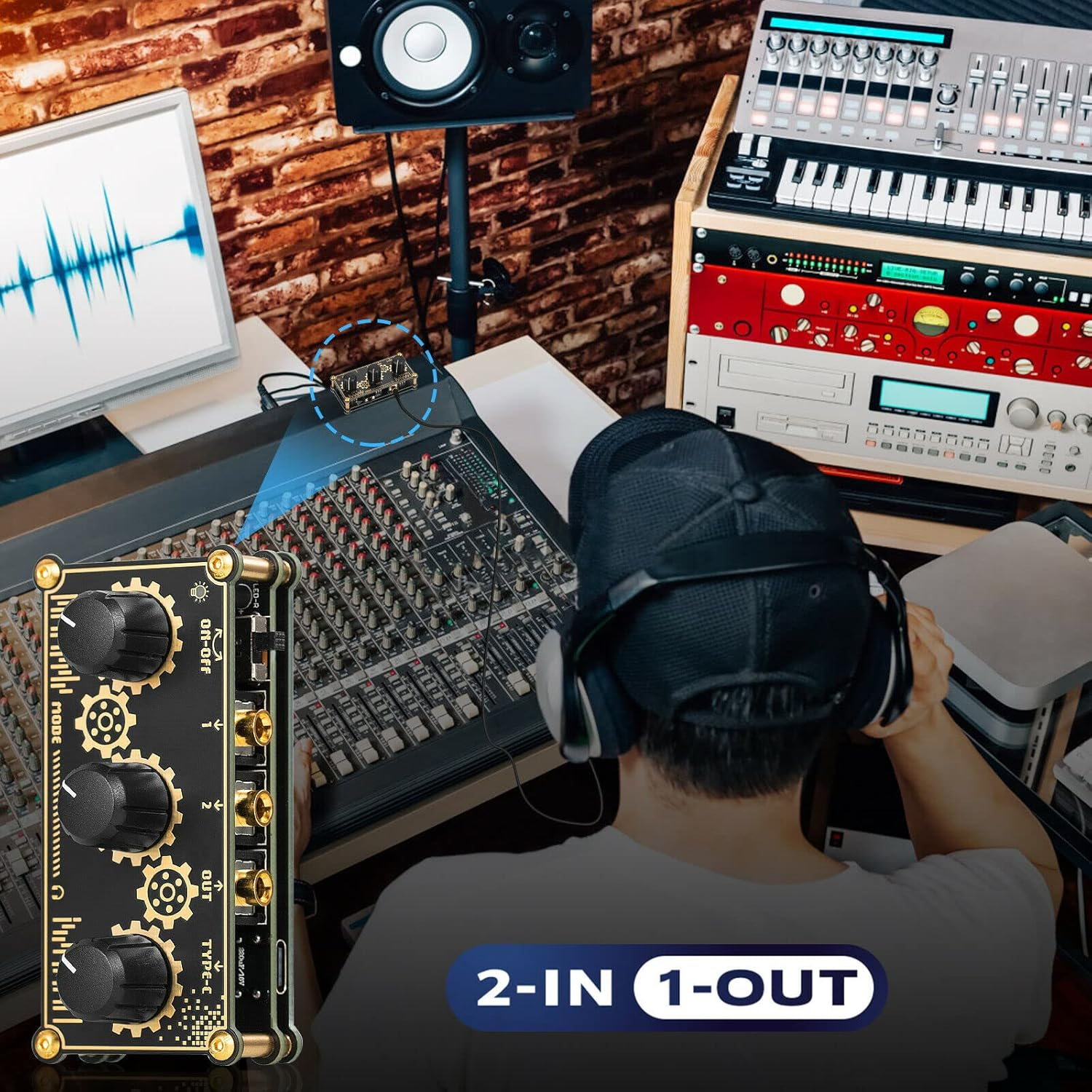 Mini Stereo 2 Channel Line Mixer Headphone Monitoring Club Live Studio Recording image number 1