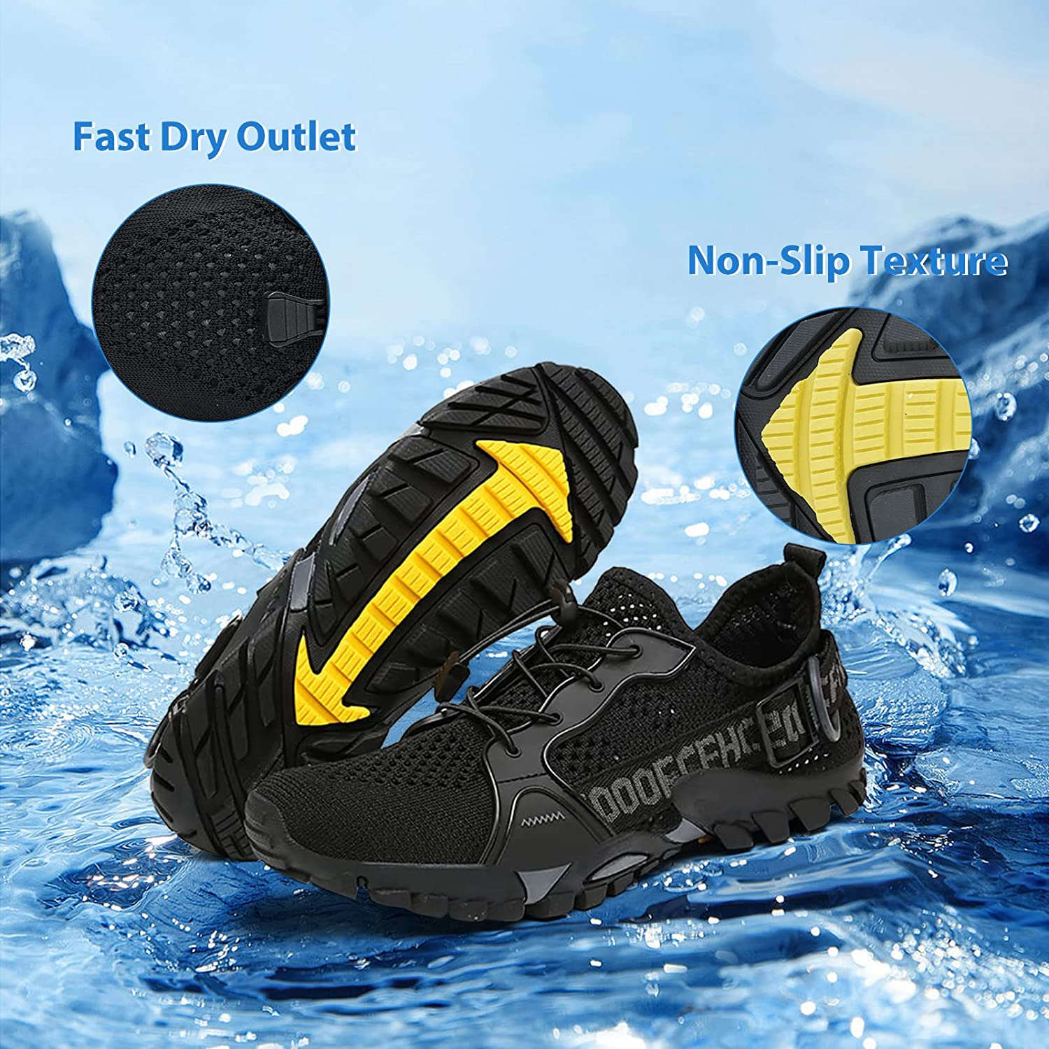USOR Water Shoes for Men Women Quick-Dry Fishing Shoes Barefoot Aqua Outdoor Athletic Hiking Anti-Slip Shoes Comfort Waterproof Shoes image number 5