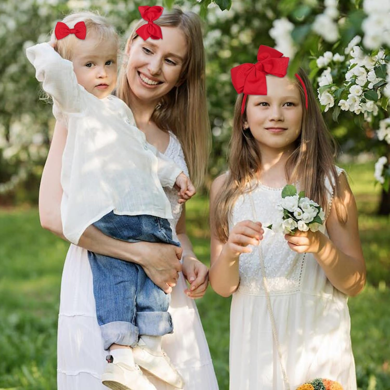 45Pcs Red School Girls Hair Accessories Kit Red Bow Headband Hair Clips Ponytail Holder Bow Hair Barrettes,Hair Accessories for Girl Birthday Gift - Blue image number 4