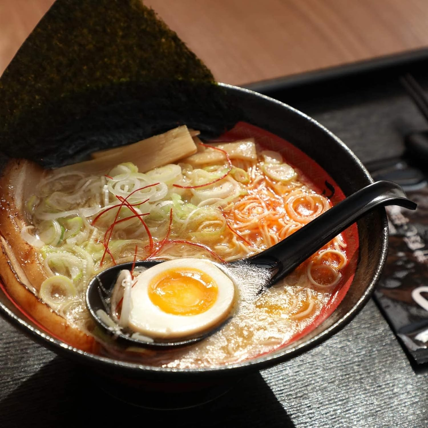 MIZOXY 10-Piece Set of Black Soup Spoons - Versatile Japanese, Chinese, and Asian Style Spoons for Soups, Rice, Wontons, Ramen, Pho - Ideal for Restaurants, Home, Hotels, and Food Shops image number 3