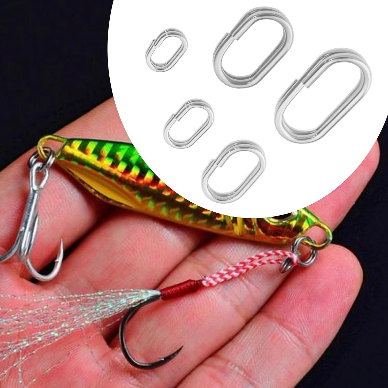 Create Idea 150PCS Oval Stainless Steel Split Rings Fishing Tackle Connection Ring 5 Sizes for Sea or Coarse Fishing Surfcasting Rigs Connector image number 4
