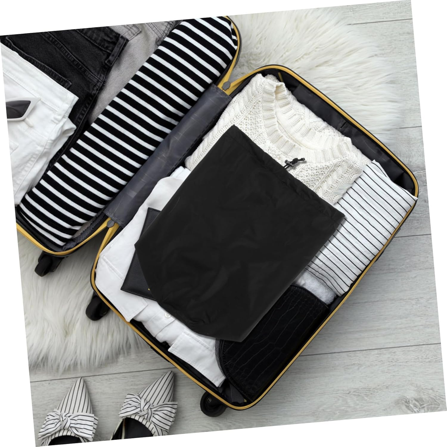 EXHUMKY Portable Drawstring Stuff Sack for down Jackets Lightweight Clothes Organizer for Travel and Outdoor Use Durable Chinlon Design Height image number 3