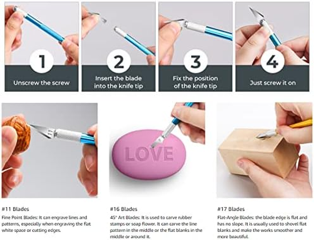 Exacto Knife Kit, Hobby Craft Knife with Steel Ruler, 2 Handle Bar and 3 Kinds 40 Spare Knife Blades, for DIY, Art Work, Cutting, Carving, Scrapbooking, Modeling image number 4