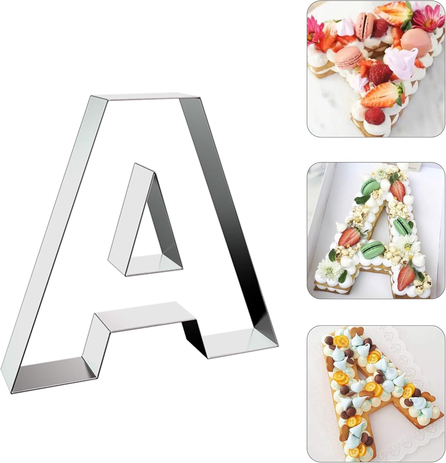 ZADE 8 Inch Alphabet P Cake Mousse Mold Stainless Steel Large Size Letter Alphabet Tiramisu Cheesecake Mold Bakeware 3D Cake Dessert Baking Pan for DIY Birthday Wedding Party