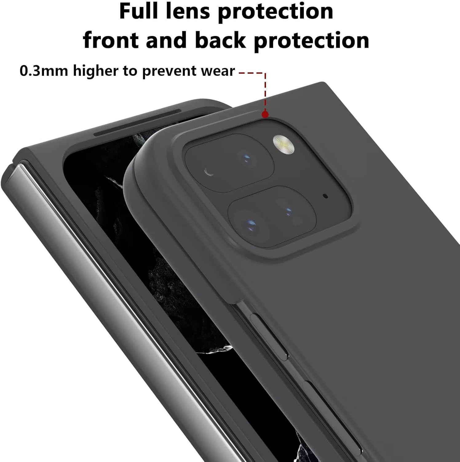 HONLEN Case Suitable for Google Pixel 10 Pro Fold (8 Inches), Hard PC Silicone Mobile Phone Case, Drops and Scratch-Resistant - Orange - Black image number 5