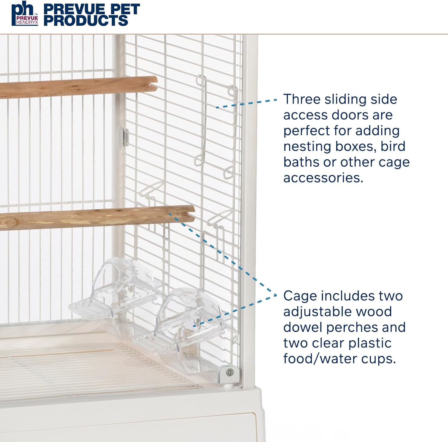 Prevue Pet Products Clear View Glass Bird Cage Crystal Palace Luxe for Small Birds - White Frame image number 3