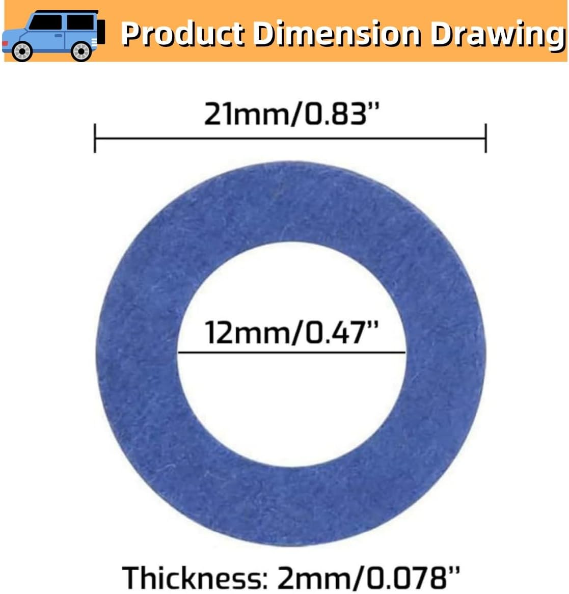 20 PCS Car Oil Drain Plug Gaskets,Seal Ring Oil Sump Washers,Ywbfove 12Mm Id 21Mm Od 1.8Mm Thickness,Engine Pan Drain Plug Washer Kit image number 1