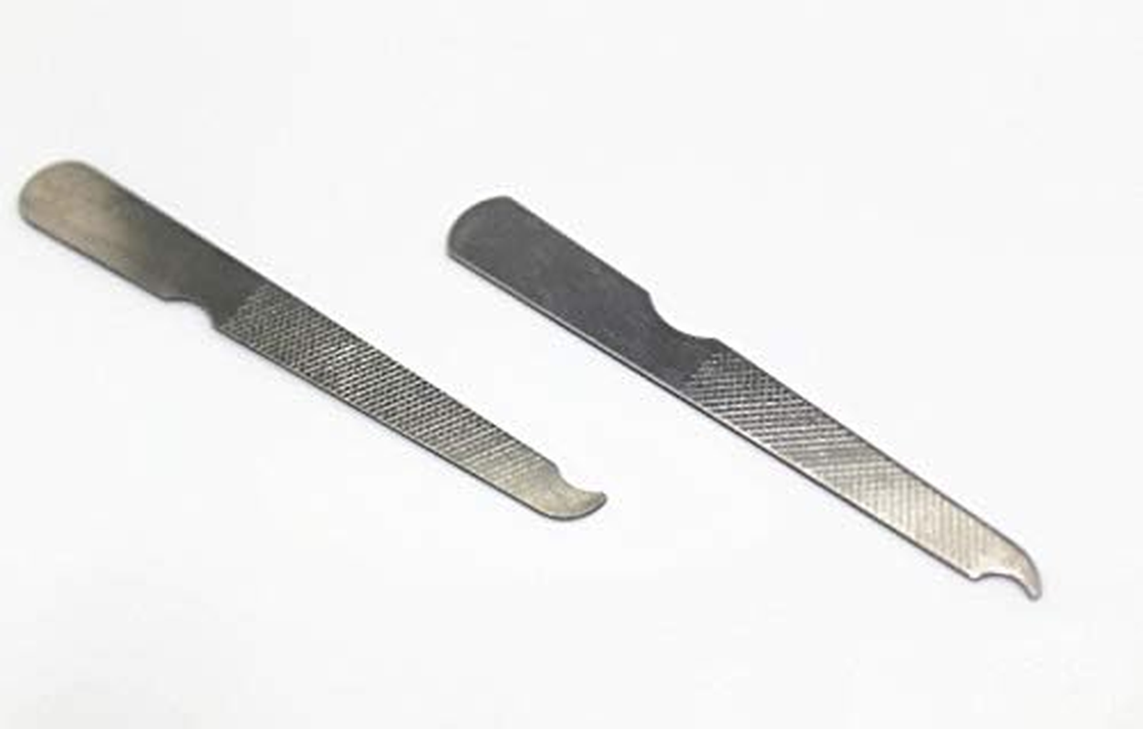 QUUPY 10PCS Silver Stainless Steel Double-Sided Nail File with Curved Tip Finger Slit Knife Polished Plate Finger Trim Manicure Tool for Hand and Foot Care in Nail Salon image number 4