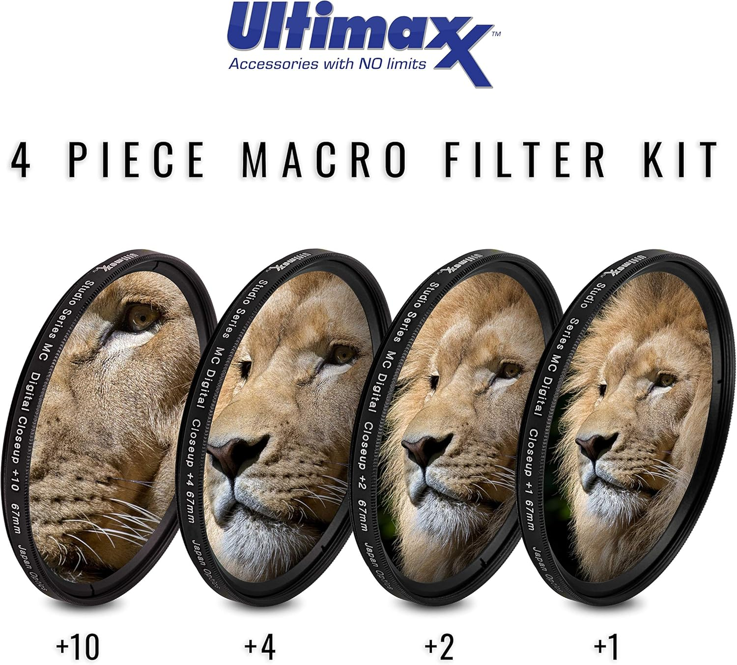 49MM Ultimaxx Professional Four Piece HD Macro Close-Up Filter Kit (1, 2, 4, 10 Diopter Filters) for Camera Lens with 49MM Filter Thread and Protective Filter Pouch image number 3