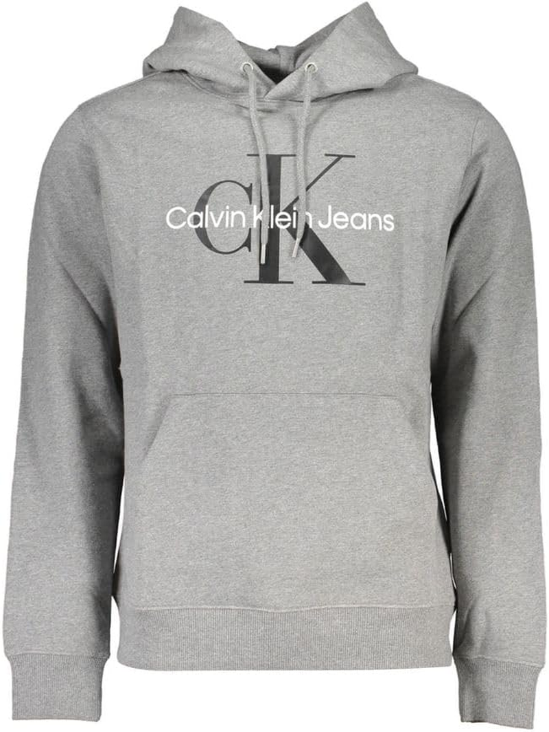 Calvin Klein Jeans Men'S Core Monogram Logo Hoodie, Mid Grey Heather, M