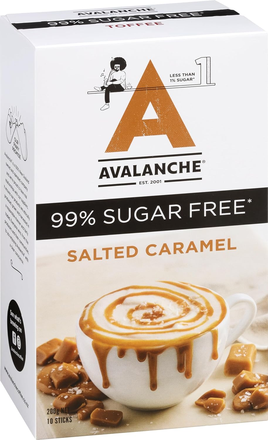 Avalanche 99% Sugar Free Salted Caramel 10 Coffee Sticks 200 G image number 5