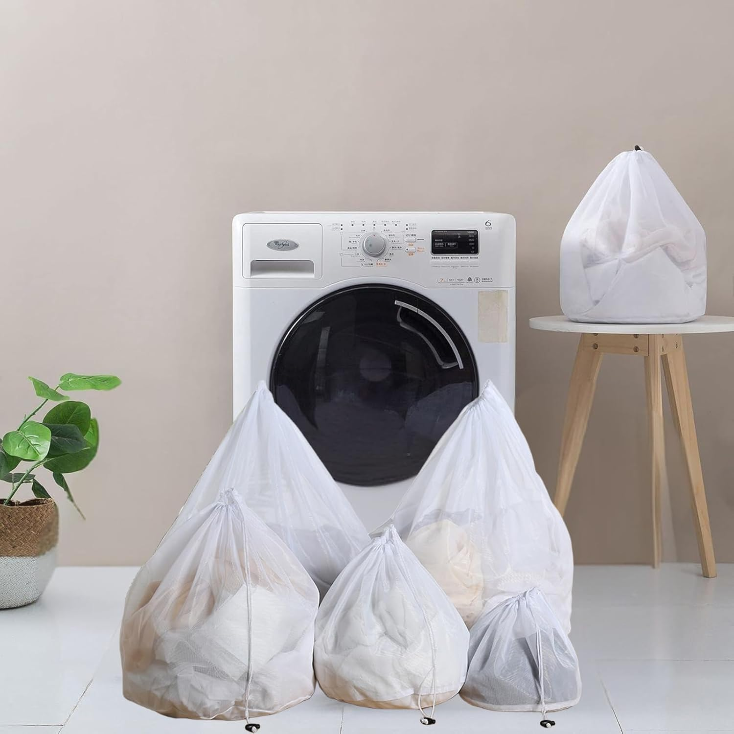 2 Pack Laundry Bags Mesh for Washing Machine, Durable Laundry Net Washing Bag 60 * 80Cm, Fine Mesh Drawstring Laundry Wash Bag Sack for Outdoor Travel, Camping image number 1