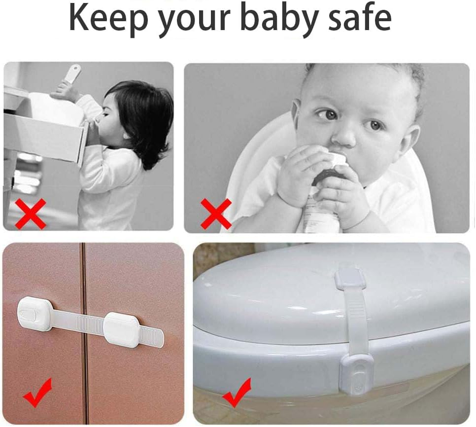 10 Pack Child Safety Cabinet Locks Baby Proofing Latches to Drawer Door Fridge Oven Toilet Seat Kitchen Cupboard Appliance Trash Can with 3M Adhesive image number 3