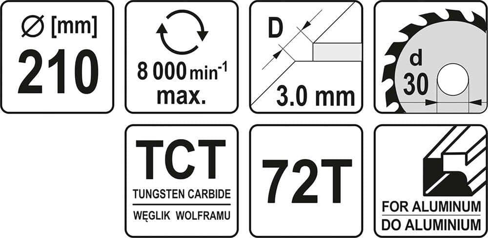 HM Saw Blade 210 X 30 TFZ, 72 Teeth for Aluminium, Plastic, Non-Ferrous Metal image number 1