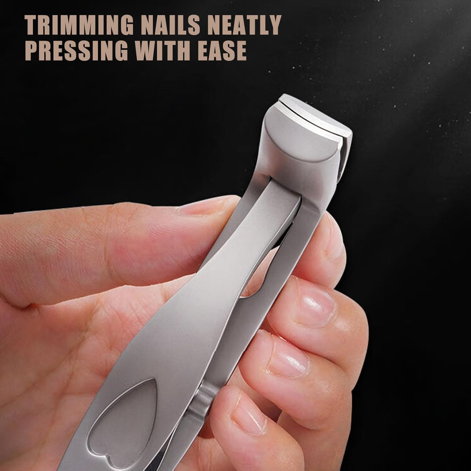 CTOUUGRS Angled Head Nail Clippers for Seniors with Ergonomic Design for Thick Toenails Premium Steel Nail Cutter Trimmer with Catcher for Men and Women Sand Silver Finish image number 4