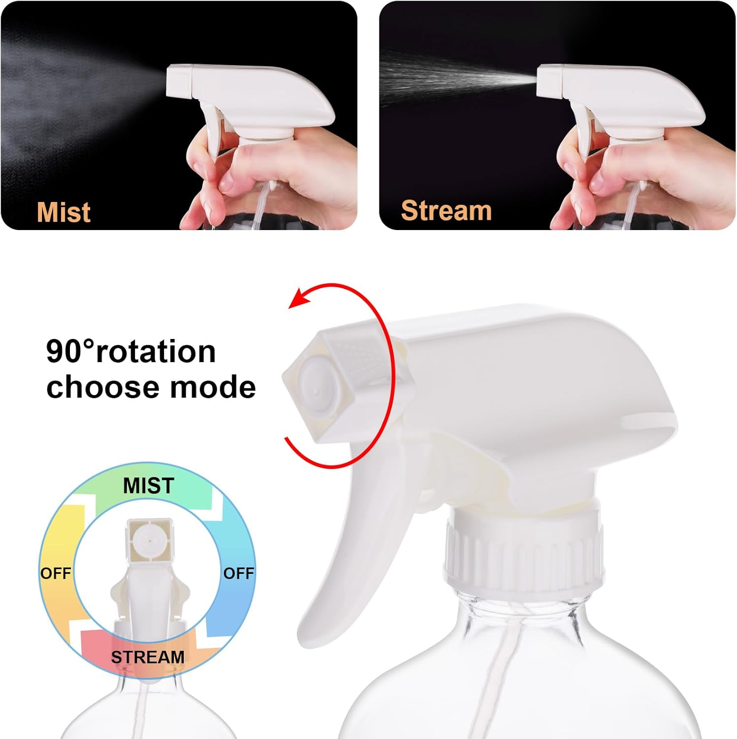 Hmaimas Glass Spray Bottles for Cleaning Solutions, 16Oz Reusable Clear Empty Mist Spray Bottle with Silicone Sleeve for Hair, Plants and Essential Oils 2 Pack image number 5