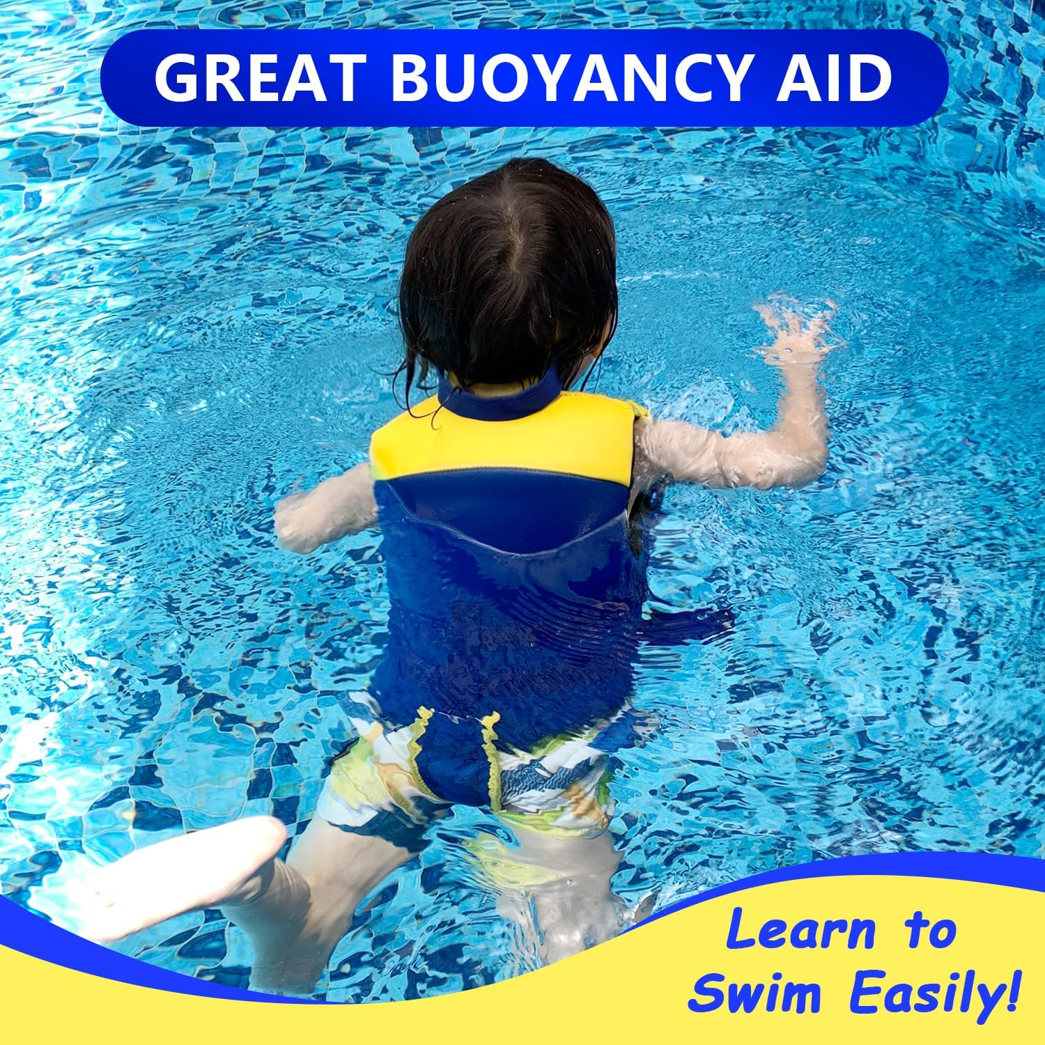 Kids Swim Vest Toddler Floaties for 24-66 Lbs Boys Girls, Toddler Swim Vest with Adjustable Safety Strap, Easy on and off Swimming Aid for Age 2-6 Years Learn to Swim image number 2