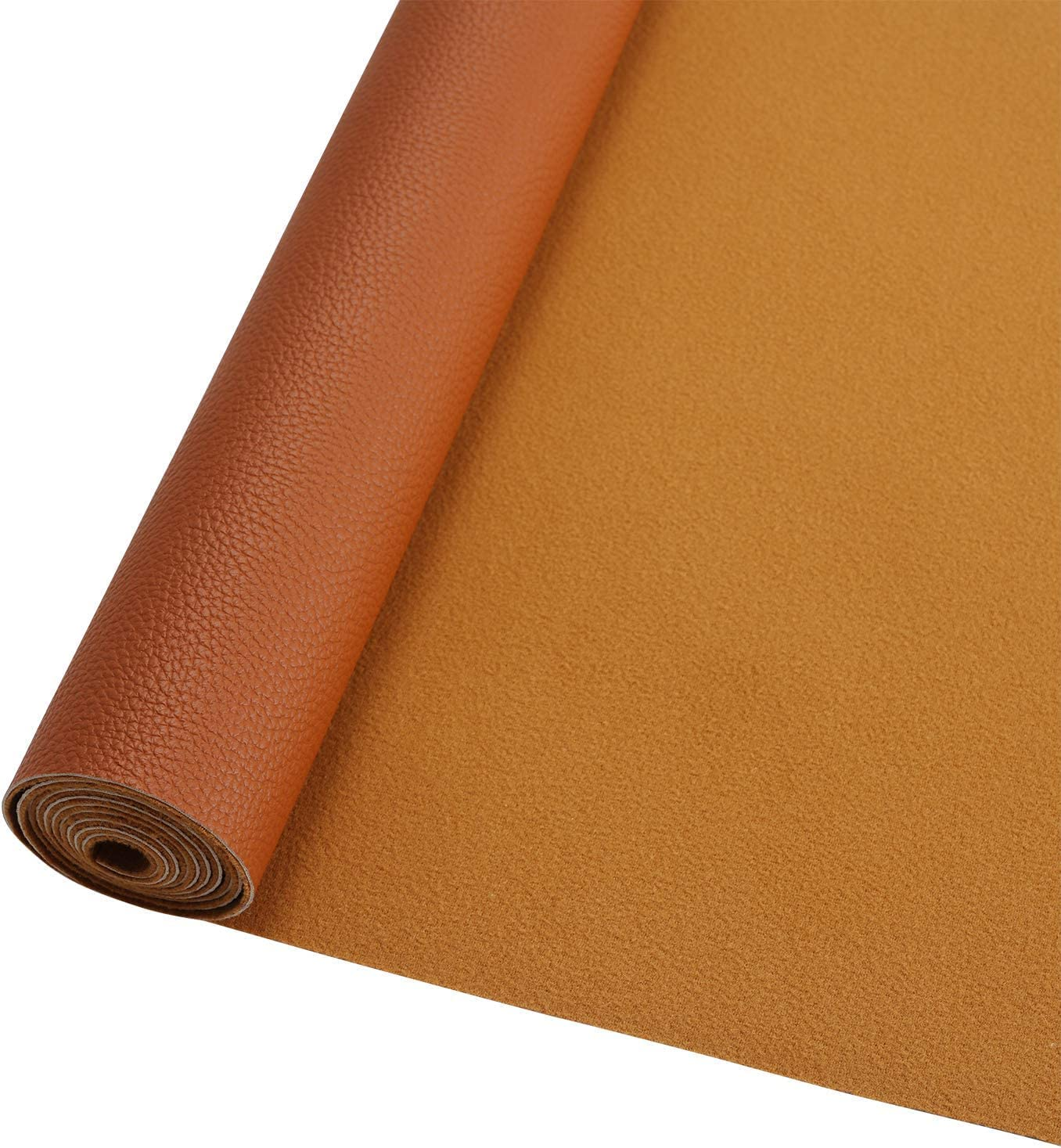 AUXIN 11.8" X 52"(30Cm X 132Cm) Tan Faux Leather Roll for Bows Earrings Handbag Wallet Purses Sewing Craft Making Handmade DIY Fabric image number 1