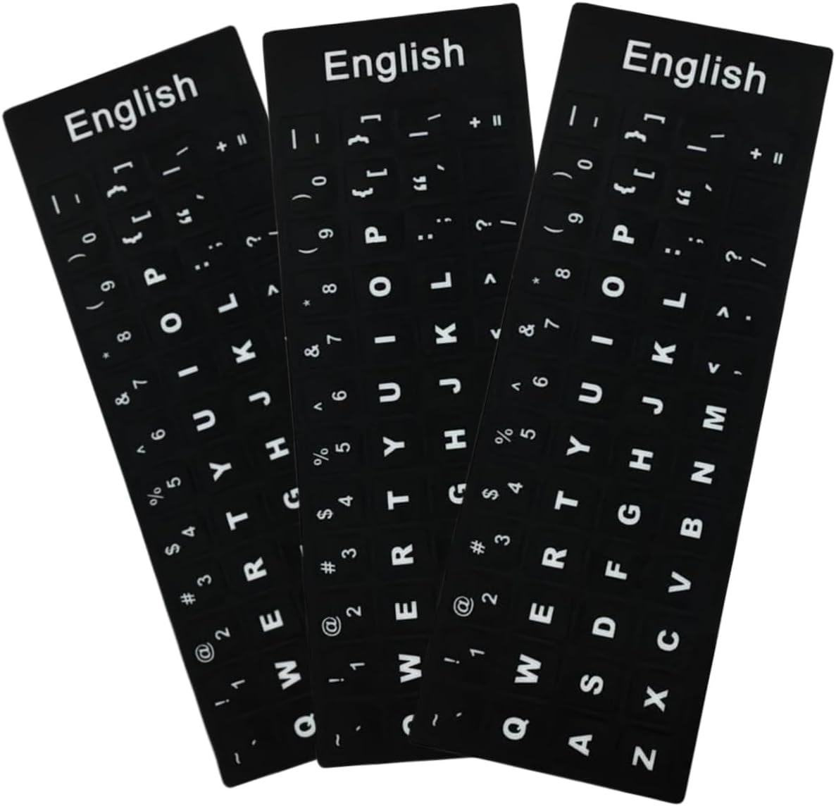3 Pcs English Keyboard Stickers,Big Letter Full Set, Black Background with White Lettering, Laptop Desktop Computer Keyboards Accessoriesalphabet Stickers image number 3